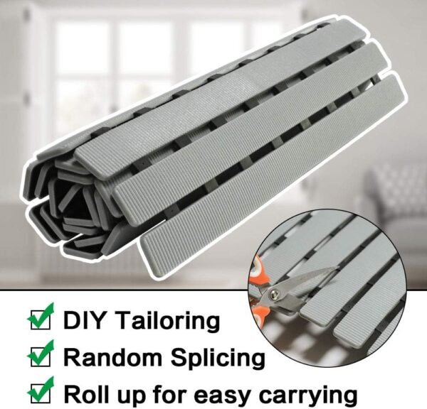 BEMISO Shower Mat Non Slip Bathtub Mat with Suction Cups and Drain Holes 27.5 x15.7 Inch Bath Mat for Tub & Shower.Easy Dry,Easy to Cut,Eco-Friendly