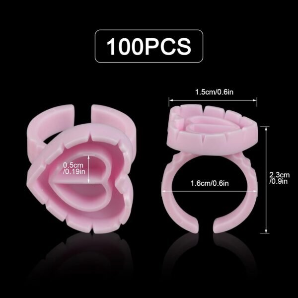 100PCS Glue Rings Lash Rings for Glue Glue Rings for Eyelash Extensions Eyelash Glue Holder Lash Glue Rings Smart Glue Cups Pink