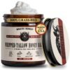 61Bt65LNu6L._SL1000_.jpg Wrath & Remedy Handmade Whipped Organic Beef Tallow for Skin - 4 OZ (Unscented) — Grass Fed Beef Tallow Moisturizer and Honey Balm for Silky, Sensitive-Skin, Eczema, Rosacea - Free of Harsh Chemicals