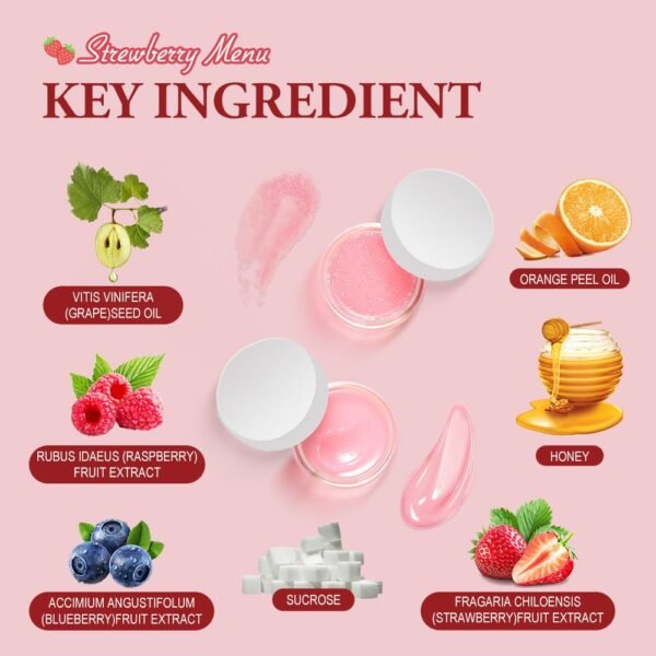 61Bw7R1crRL._SL1000_.jpg Strawberry Lip Scrub And Mask Set, Sugar Exfoliator Lip Scrub For Dark Lips To Lighten, Lip Care Kit, Sleeping Lip Mask, 1.4 oz / 2-piece