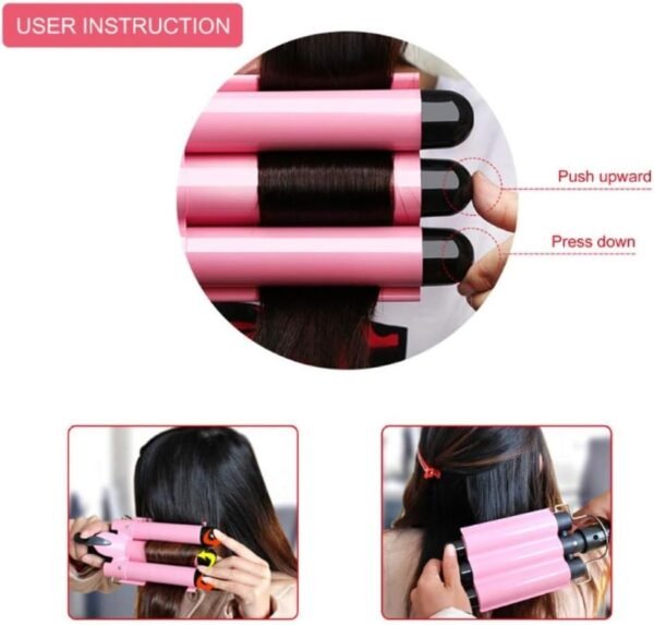 3 Jumbo Barrel Curling Iron Wand 32mm Hair Waver Temperature Adjustable Ceramic Big Waves Hair Crimper (1.25'')