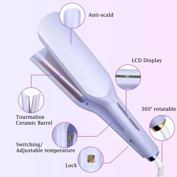 61C-fazwJ1L._AC_SL1500_.jpg Hair Crimper,2 Barrel Curling Iron Anti-Scald,1.25Inch/32mm Rapid Heating Wave Iron,Crimper Hair Tool,5 Temp Adjustable Curling Wand