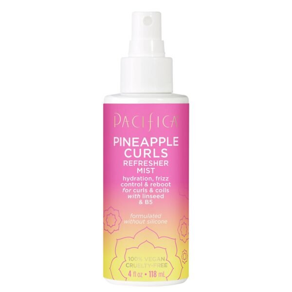 Pacifica Pineapple Curls Refresher Mist Frizz Control Spray & Curly Hair Enhancing -w/Hyaluronic Acid Vitamin B5 & Natural Plant Oils Revitalizes Curls - Vegan Cruelty Free Dermatologist Tested