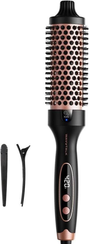 61C9js-1KL._AC_SL1500_.jpg Wavytalk Blowout Boost Thermal Brush, 1.5 inch Heated Round Brush Curling Iron for Blowout Look, Dual Voltage, Ceramic Tourmaline, Ionic Technology, 5 Temperature Settings