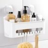 Budget & Good Shower Caddy Suction Cup No-Drilling Removable Bathroom Organizer Storage Heavy Duty Shelf Basket for Bath Shampoo Conditioner - White