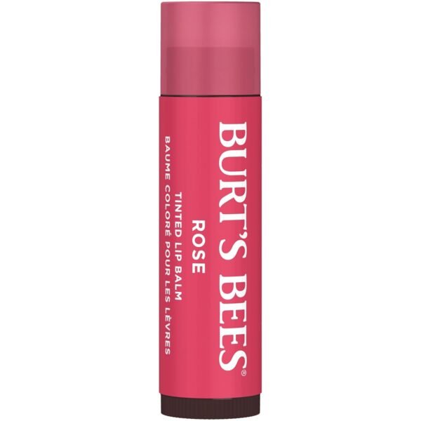Burt's Bees Lip Tint Balm with Long Lasting 2 in 1 Duo Tinted Balm Formula, Color Infused with Deeply Hydrating Shea Butter for a Natural Looking Buildable Finish, Petal Rose (2-Pack)