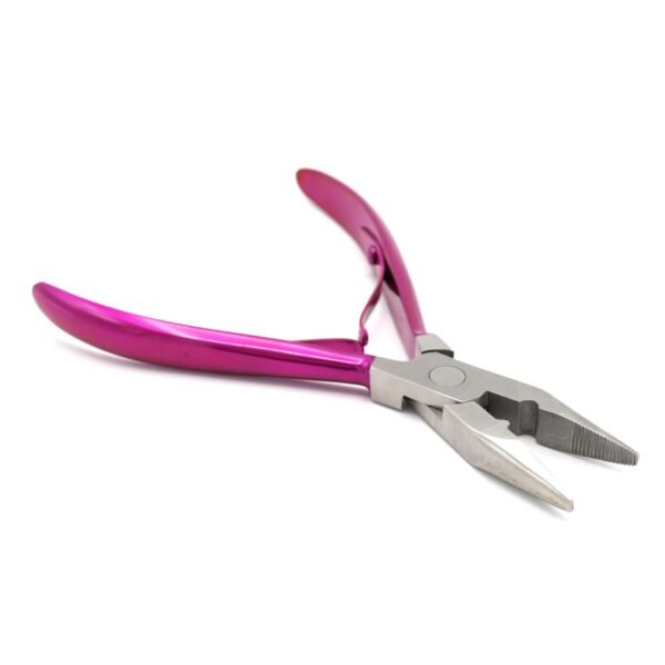 61COUxuydtL._SL1500_.jpg Professional Hair Extension & Beading Tool Kit Remove Plier Set for beads (4 Piece) I-Link Micro Ring Loop Needle Pulling Hook Threader Wire for Silicone Rings (Shocking Pink)