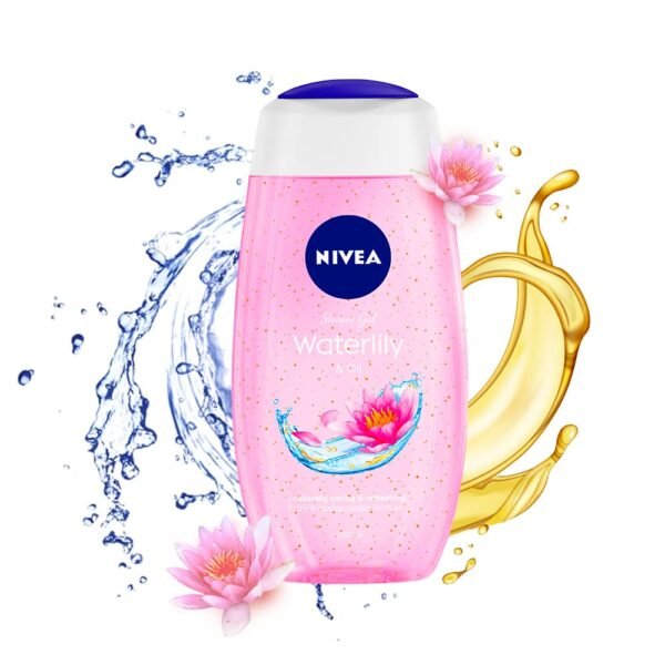 Nivea Bath Shower Water Lily Oil, 250 ML, Moisturizing Skin Cleanser with Oil Pearls and Water Lily Fragrance