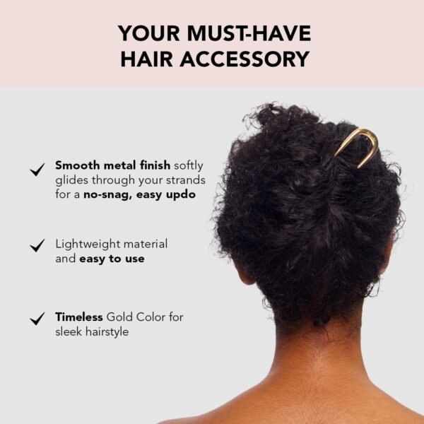 Kitsch Metal French Hair Pin for Women - Elegant Hair Accessories for Women, Ideal for Buns & French Twist, Designed for a Secure, Comfortable Fit - 1pc Gold