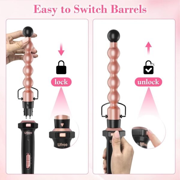 61DJ1CBn5rL._AC_SL1500_.jpg Ufree 7-in-1 Curling Iron Set with Interchangeable Ceramic Barrels, Curling Wand Set with Thermal Brush, Hair Straightener and Wand Curling Iron, Versatile Styling Hair Curlers Set, Gifts for Women