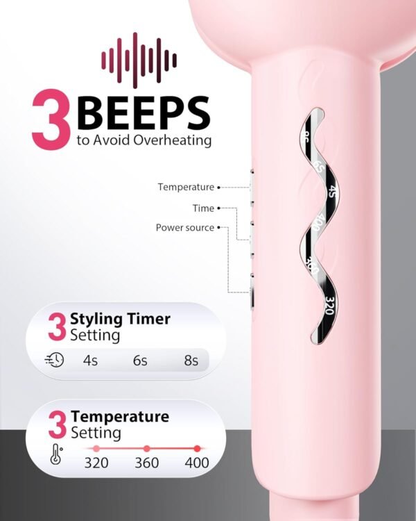 61DLNElrWSL._AC_SL1500_.jpg NOVUS Waver Curling Iron, Beach Waves Curling Wand, Ionic Hair Waver with Anti-Scald Hair Crimper, Easy to Use, 2 Barrel Hair Crimper for Short Hair Women, Pink, 1.25 Inch