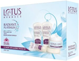 Lotus Facial Kit For Women Lotus Radiant Platinum Anti-Ageing Facial Kit with 4 easy steps 170g (Multiple Use)(PACK OF 2)