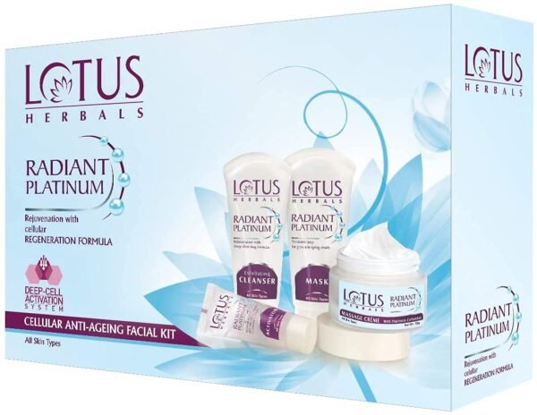Lotus Facial Kit For Women Lotus Radiant Platinum Anti-Ageing Facial Kit with 4 easy steps 170g (Multiple Use)(PACK OF 2)