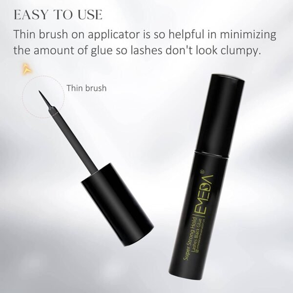 EMEDA Black Lashes Glue Super Strong Hold 24H/Waterproof/Quick Dry False Eyelash Glue Strip Eyelash Adhesive (Black, 5ml)