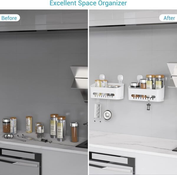 Budget & Good Shower Caddy Suction Cup No-Drilling Removable Bathroom Organizer Storage Heavy Duty Shelf Basket for Bath Shampoo Conditioner - White