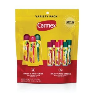 61DwlVaI-6L._SL1200_.jpg Carmex Daily Care Moisturizing Lip Balm Pack, SPF 15, Multi-Flavor Lip Care Variety Pack Bag, 9 Count (3 Tubes, 6 Sticks)