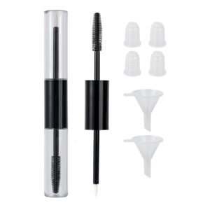 2pack Empty Mascara Tubes, Dual 2-in-1 Mascara Wand and Eyeliner Tube for Castor Oil, Eyelash Serum, Eyebrow Growth Oil - Travel Empty mascaras Bottles with Brush & 2 Funnel DIY Skin Care Essentials