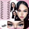 61E-iaaWx4L._SL1141_.jpg FANXITON Half Lashes Natural Look Wispy 10 Pairs Cat Eye Lashes 3D False Eyelashes Full Soft 15 MM Short Faux Mink Lashes Sets Pack
