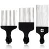 61E3AjbQWjL._SL1500_.jpg Stylish 3-Piece Black Metal Afro Hair Pick Set: Stainless Steel Wide-Tooth Combs with Classic Fist Design, Essential for Curly & Afro Hair Care and Styling