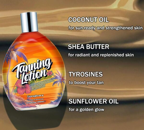 61E7jDsru9L._SL1080_.jpg Bronzing Tanning Lotion Accelerator for Indoor Tanning Bed Cream to Get Dark Fast Tan, Sunbed Lotion w/Tattoo Protecting Formula, DHA Free, 13.5oz
