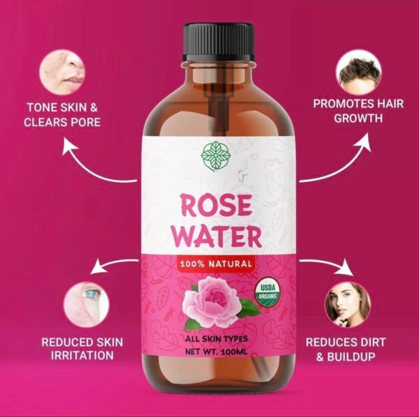 ABBASI & CO Rose Essential Oil– Large 100ml Organic rose oil for Skin, Face and Hair– Anti Ageing & Anti Wrinkle Serum – Cruelty-Free, Vegan, Floral Aroma – Natural Face Moisturizer for All Skin Types