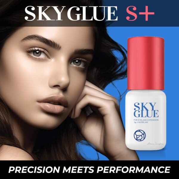 Sky Glue for Eyelash Extensions S+ | Super Strong Lash Extension Glue | Professional Black Adhesive for Long Lasting Semi Permanent Individual Lash Extensions | Fast Drying / 7+ Week Retention 5ml