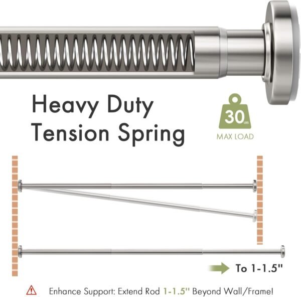 61FZVPrwQcL._AC_SL1500_.jpg AmazerBath Spring Tension Shower Curtain Rod, 31-75 Inches Heavy Duty Tension Rod Rust Proof Bathroom Curtain Rod, Adjustable No Drill Easy Segmented Installation, Nickel