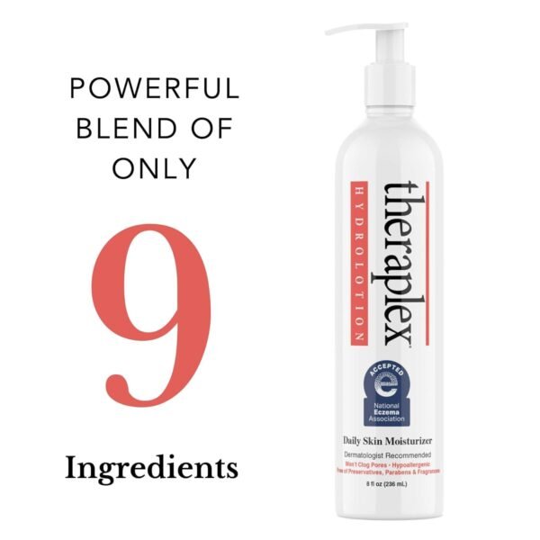 Theraplex Hydro Lotion (8 oz) - No Parabens or Preservatives, Noncomedogenic, and Hypoallergenic, Fragrance-Free, Dermatologist recommended - National Eczema Association Seal of Approval