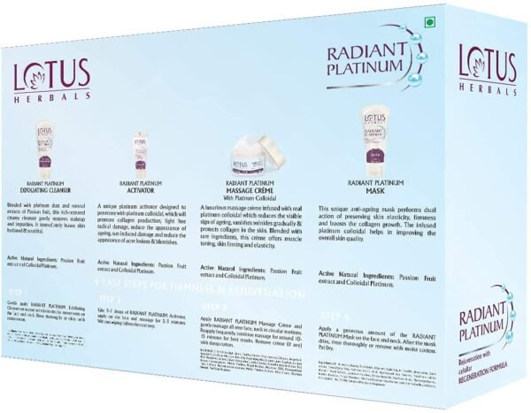 Lotus Facial Kit For Women Lotus Radiant Platinum Anti-Ageing Facial Kit with 4 easy steps 170g (Multiple Use)(PACK OF 2)