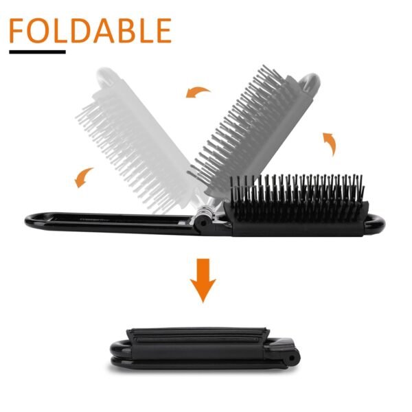 Travel Hair Brush with Mirror and Massage Comb - 2 Pack Foldable Compact Hair Styling Tools for Women and Men