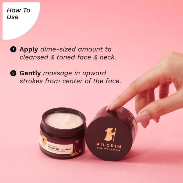 Pilgrim Red Vine Night Gel Crème | Anti-Aging Night Cream with Vitamin C, Retinol & Mulberry | Reduces Wrinkles & Fine Lines | Hydrates, Restores & Improves Skin Texture | 1.76 Oz (50g)