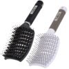 61H95DqKZRL._SL1000_.jpg Boar Bristle Hair Brush Set - Dry/Wet Hair Brushes Detangler for Fine, Thick, Curly Hair - Curved and Vented Hair Brush for Women, Men or Kids