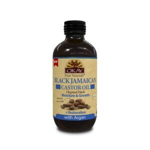 61H9TorTw2L._SL1500_.jpg OKAY Pure Naturals Black Jamaican Castor Oil with Argan Oil - Castor for Hair Health, Moisture for Skin, Face, Scalp, Eyelashes, Eyebrows, for Men & Women - 4 Fl Oz Glass Bottle (1 Pack)