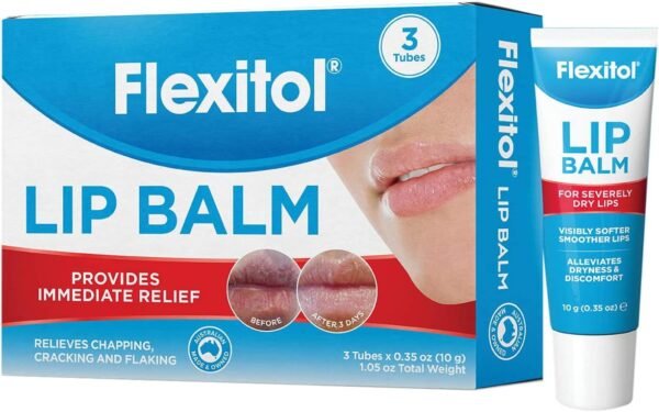 61HO0cUjgBL._AC_SL1272_.jpg Flexitol Lip Balm, 0.35 Ounce Tube, Cream White, 3 Count (Pack of 1)