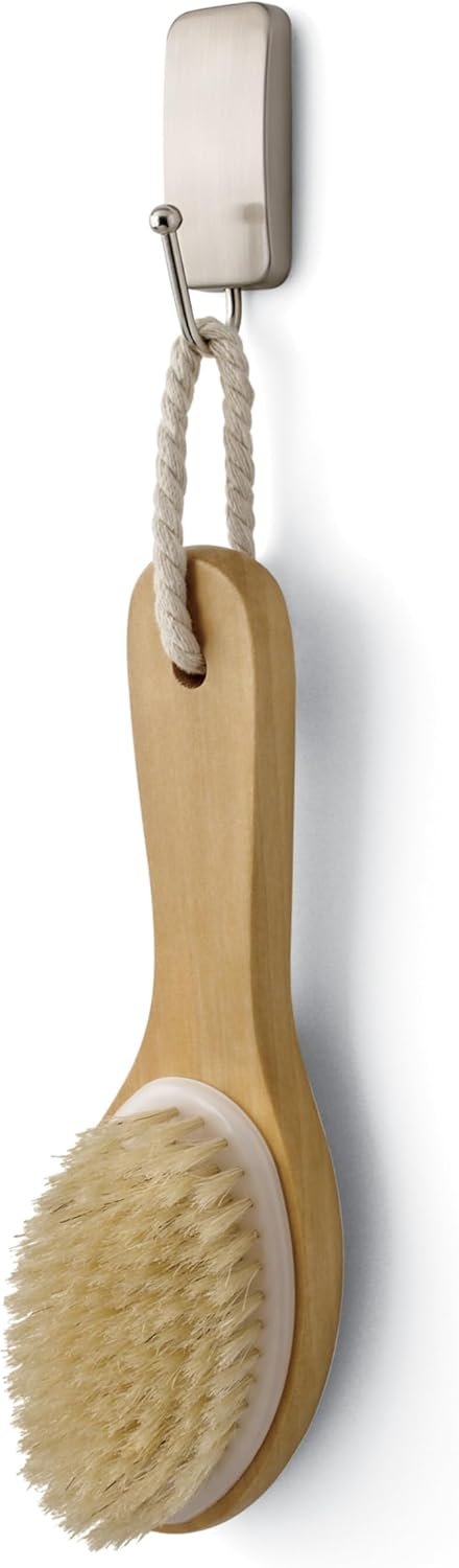 Command Small Bath Hook, Holds up to 1 lb, 1 Satin Nickel Shower Hook with 2 Water Resistant Command Strips, Damage Free Bathroom Organization