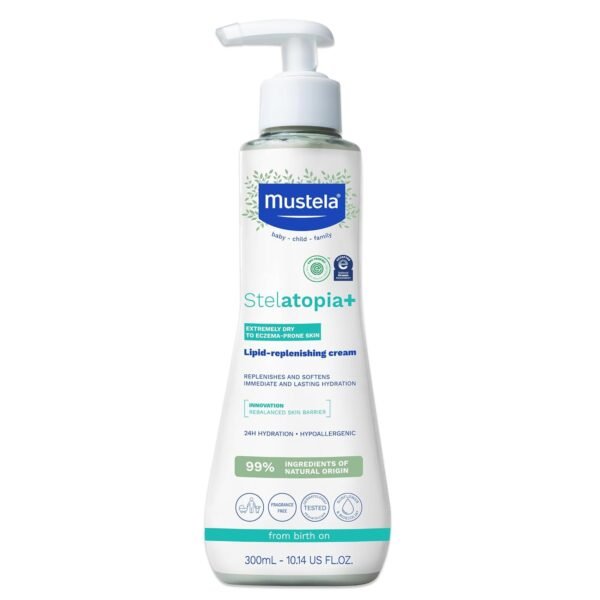 Mustela Stelatopia+ - Lipid-Replenishing Cream - Moisturizer for Eczema-Prone Skin - With Natural Sunflower Oil and Prebiotic - For Babies, Kids & Adults - Fragrance Free - Various Sizes