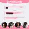 3 Pcs Slick Back Hair Brush, Rat Tail Comb, Edge | Bristle Brush, Hair Accessories for Girls, Kids, Toddlers Sleek Ponytail/Bun, Edge Control and Smoothing Baby Hair & Flyaways