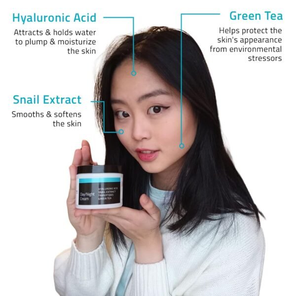 61JFpJF-shL._SL1080_.jpg YEOUTH Day Night Face Moisturizer with Hyaluronic Acid, Snail Mucin Cream and Copper Tripeptide, Hydrating Fragrance Free Moisturizer, Face Cream for Women and Men 4oz