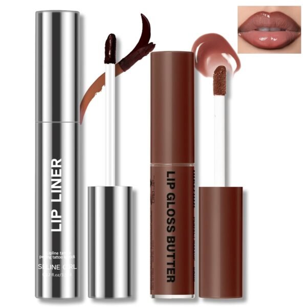 61JKZ-D8d2L._SL1500_.jpg Peel Off Lip Liner Stain Tattoo, Long Lasting Waterproof Lip Stain Peel off, Tattoo Nude Lip Liner and Lip Gloss Combo, Non-Stick Cup Nourishing Lip Gloss Set Lipstick Makeup