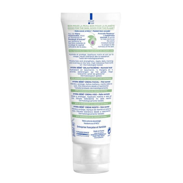 Mustela Hydra Bebe Face Cream – Daily Baby Moisturizer with Natural Avocado, Jojoba Oil & Shea Butter - 1.35 fl. oz. - Packaging may vary