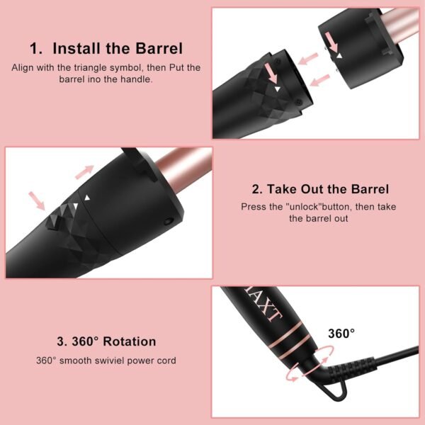 61Jc0q73GdL._AC_SL1500_.jpg Curling Iron Set 5 in 1,MAXT Curling Wand Set Interchangeable Triple Barrel Curling Iron and Curling Brush Ceramic Barrel Wand Curling Iron(0.35”-1.25”)