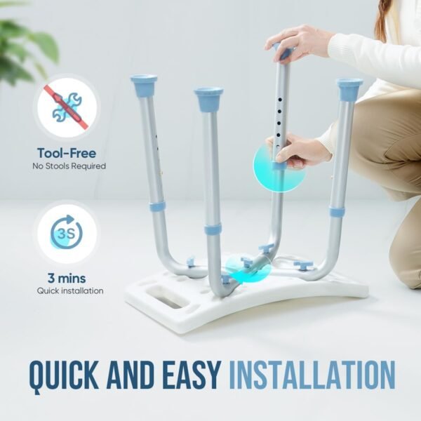 OasisSpace Shower Chair, Adjustable Bath Stool Chair for Inside Shower - Tool Free Anti-Slip Bench Bathtub Stool Seat with Durable Aluminum Legs for Elderly, Senior, Handicap & Disabled