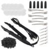 Hair Extension Tool Kit Profession Fusion Heat Iron Connector US Plug 100g Keratin Beads Heat Shield Guards for Keratin Bonding Tool Weft Extension Hair Styling (Black)