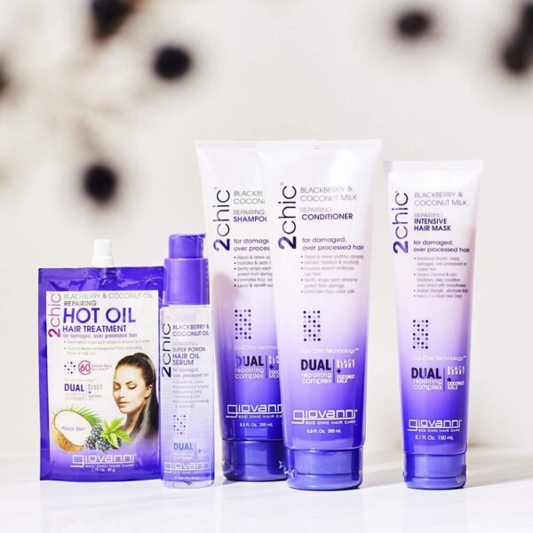 GIOVANNI 2chic Ultra Shine Leave-In Conditioning & Styling Elixir - Hair Serum for All Hair Types, Tsubaki Seed Oil & White Tea, Detangles, Smooths & Conditions, Tames Frizz - 4 oz