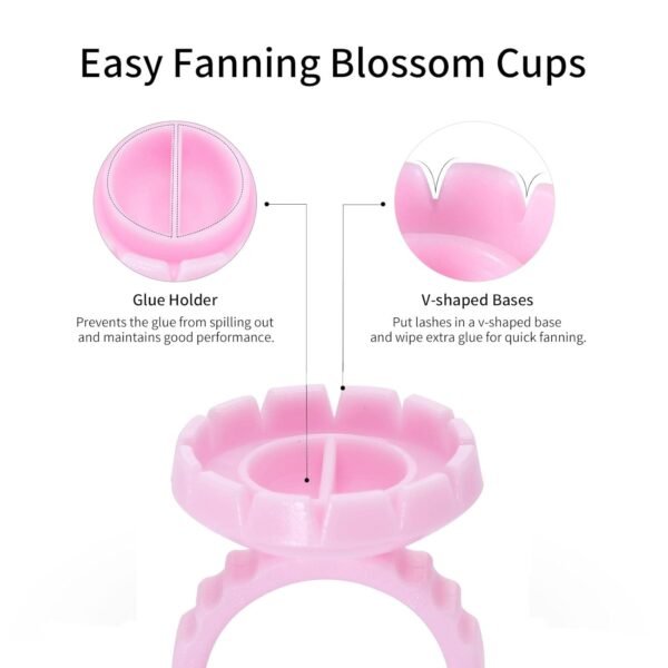 61KBzmOW56L._SL1500_.jpg 300 Pcs Glue Rings Smart Glue Holder for Eyelash Extensions, Easy Fanning Glue Cups for Volume Lashes, Pink