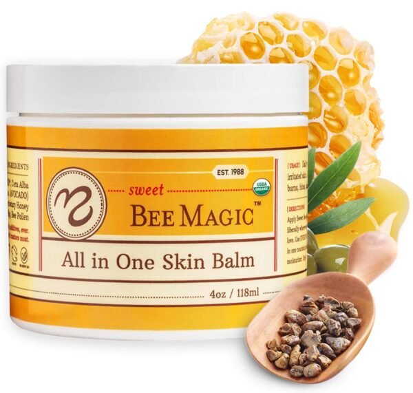 Sweet Bee Naturals - All-in-One Balm & Ointment for Face & Body, Multipurpose Moisturizer for Dryness, Burns, & Irritation, Nourishing Bee Magic Skin Care Essentials - 1 Jar (4oz)