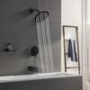 Tub Shower Faucet Set Valve Included with 6-Inch Rain Shower Head and Tub Spout Single-Handle Tub and Shower Trim Kit Matte Black