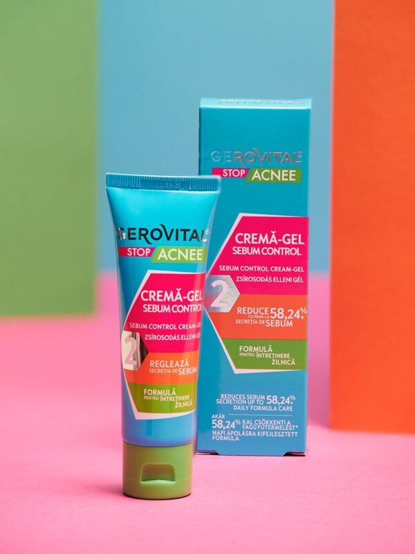 GEROVITAL STOP ACNE Sebum Control Face Cream-Gel, Mattifying and Anti-Irritant Effect, Reduces Sebum Secretion, Unblockes Pores, 50 ml