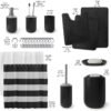 Clara Clark Bathroom Set - Black Bathroom Accessories Set, Bathroom Sets with Shower Curtain and Rugs, 23PC Shower Curtain Set with Liner, Soap Dispenser, Toilet Brush, & Trash Can