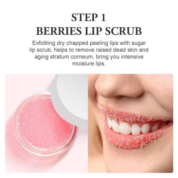 61KyHseA8EL._SL1000_.jpg Strawberry Lip Scrub And Mask Set, Sugar Exfoliator Lip Scrub For Dark Lips To Lighten, Lip Care Kit, Sleeping Lip Mask, 1.4 oz / 2-piece